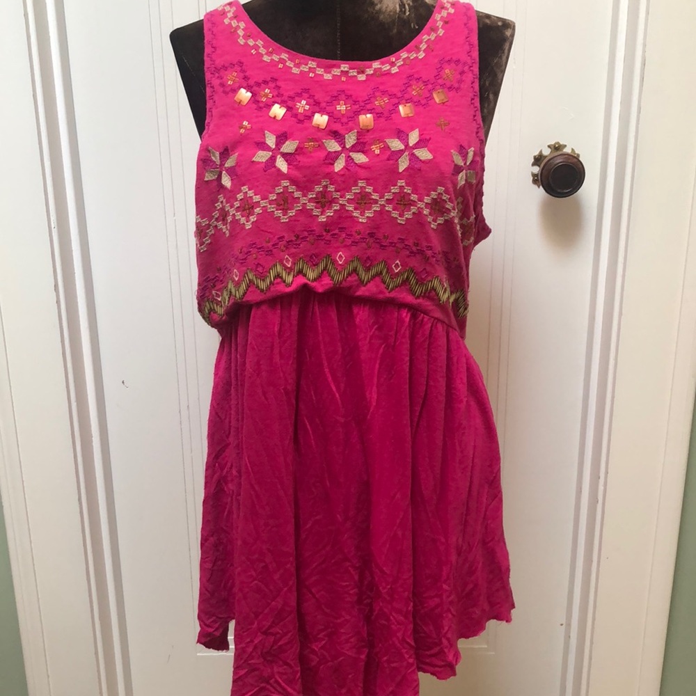 Free People Large Sleeveless Raw Hem  Boho Top